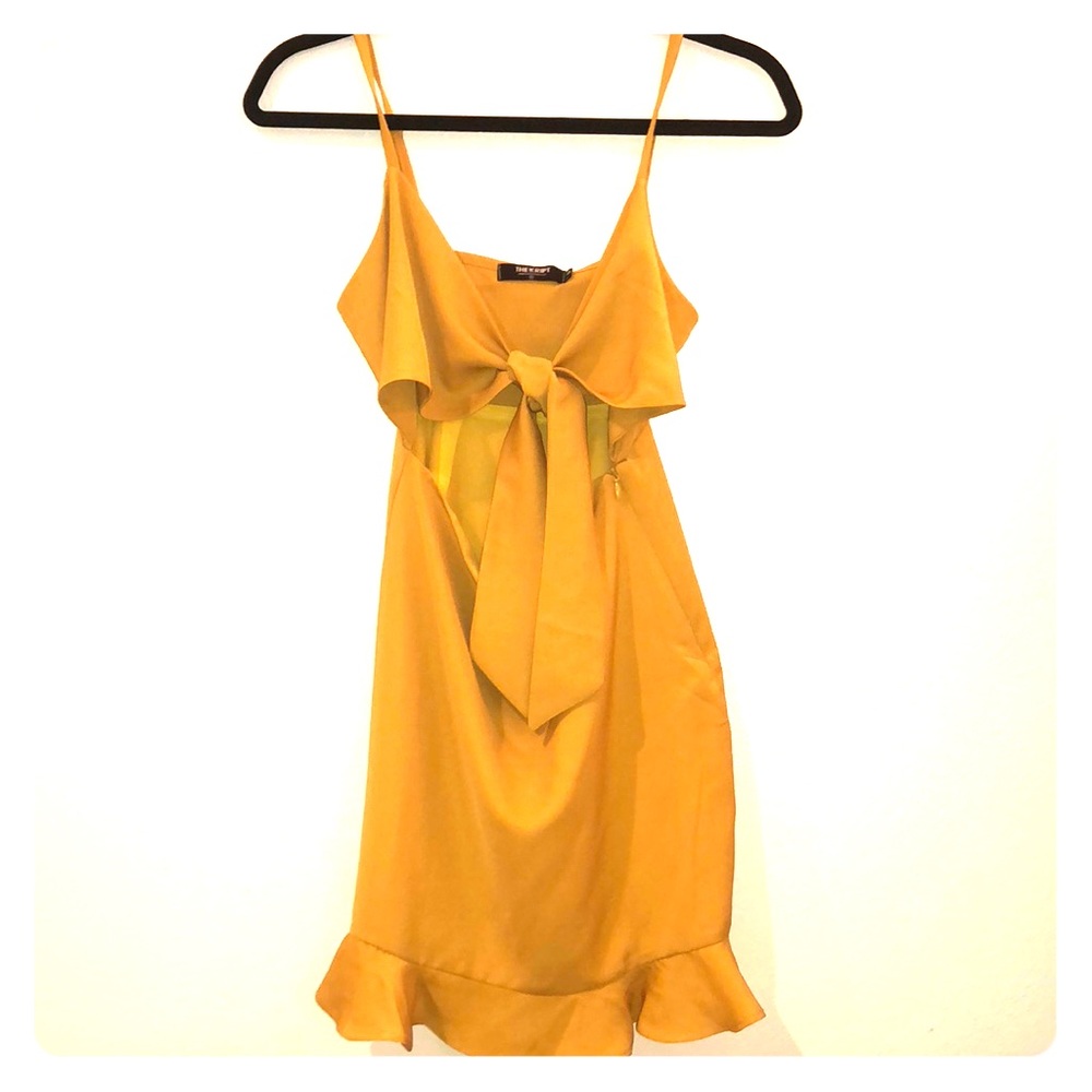 Mustard Yellow Front Tie Dress